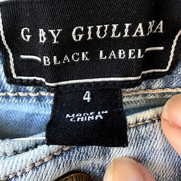 NWT G by Giuliana HSN Embroidered Wide Leg Jeans Sz 4 Boho Raw Hem Western - Picture 7 of 8